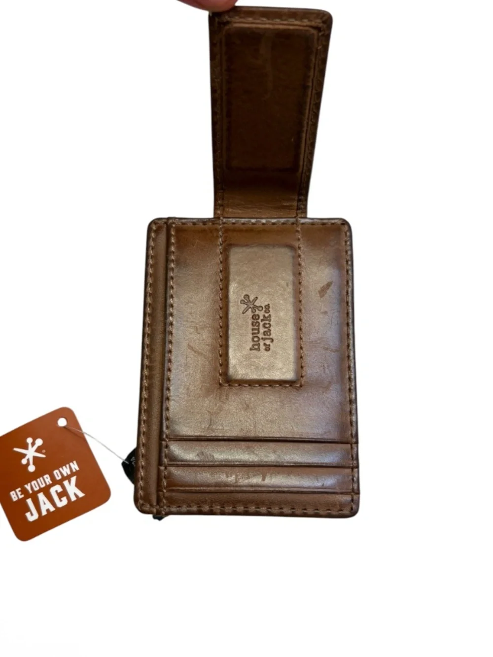 Be your own jack brown leather money clip wallet nwt new